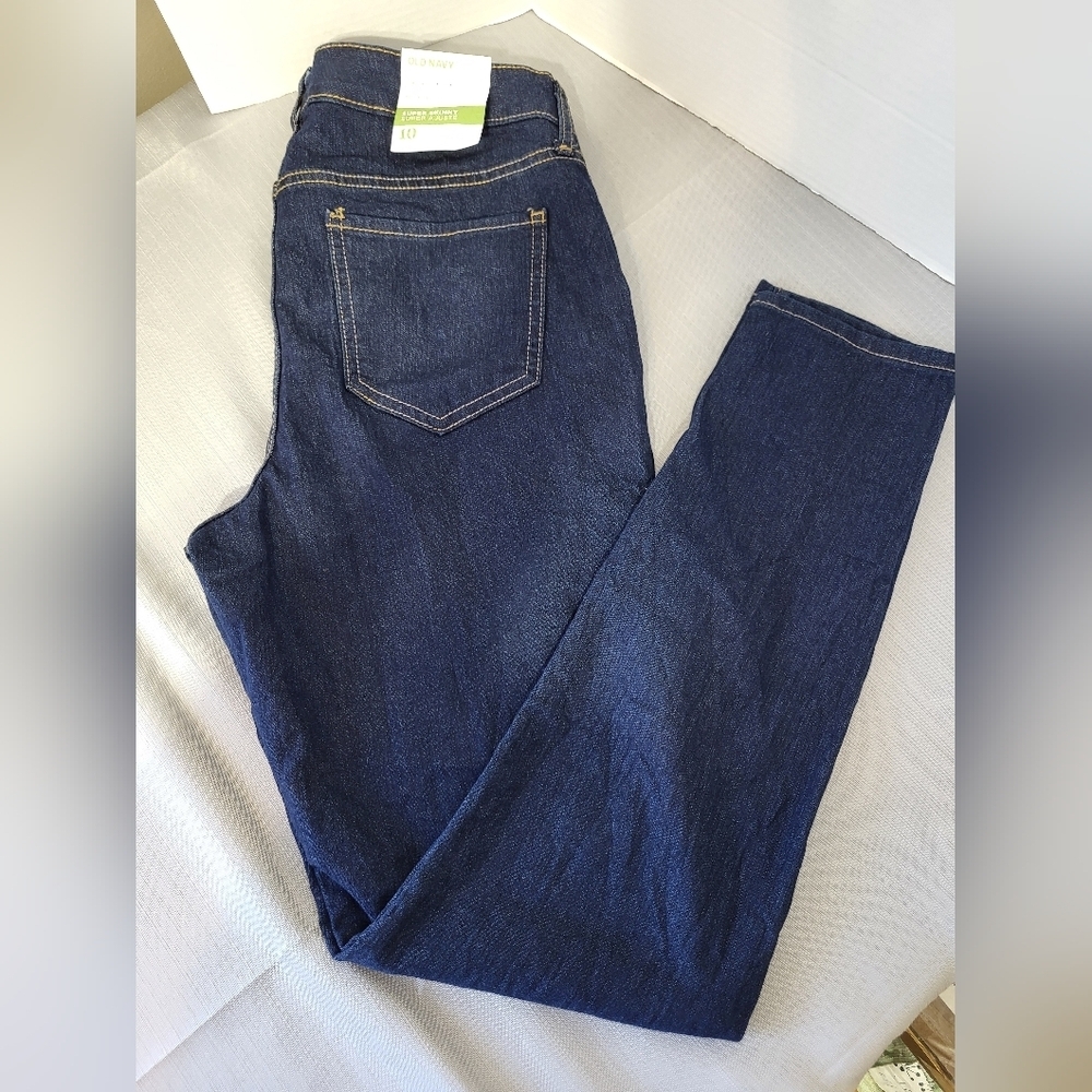 NEW Old Navy Women's Super Skinny Mid-Rise Dark Blue Jeans, Size 10